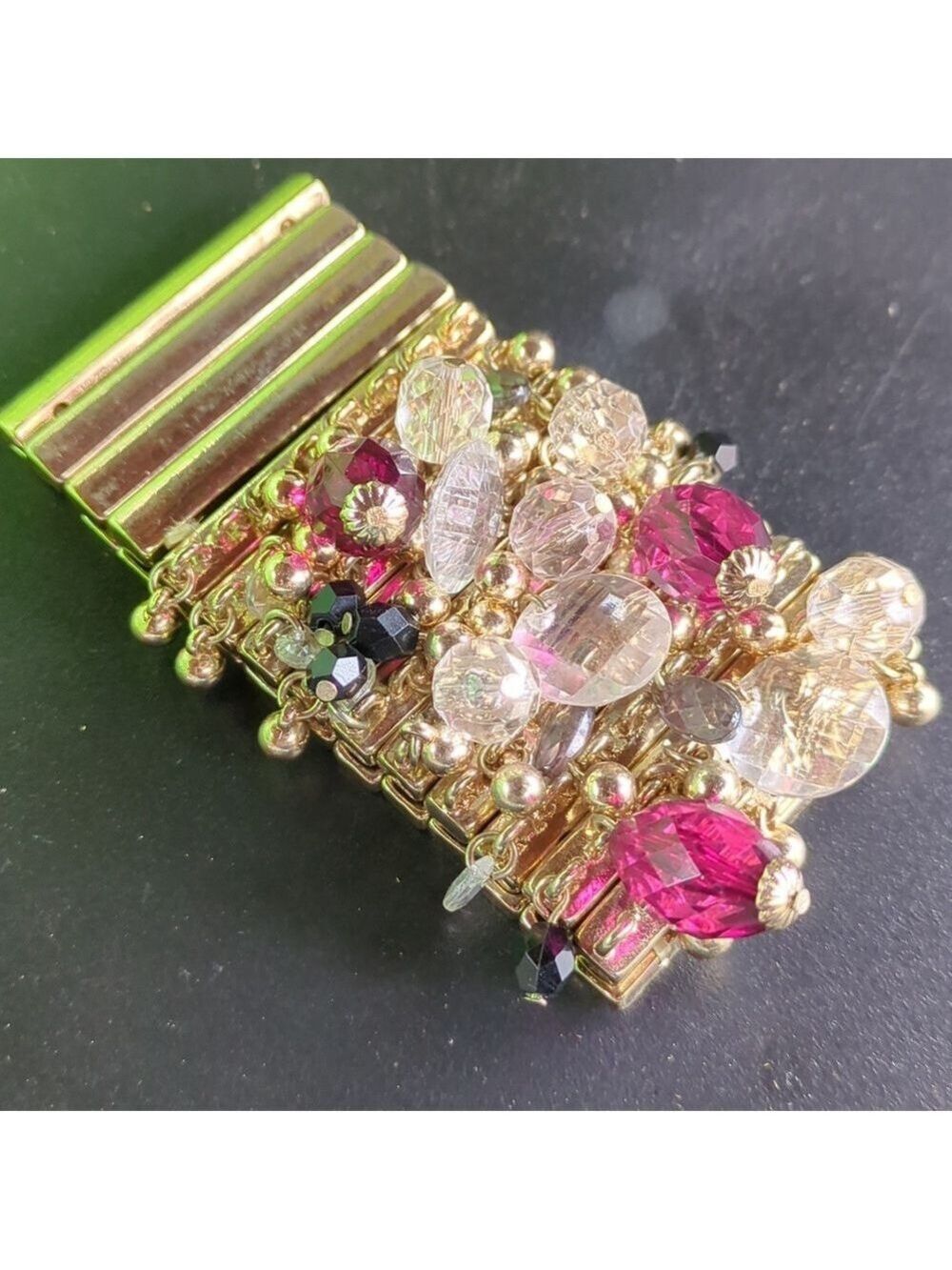 Statement Gold Yone Charms Beaded Bracelet, Stretch - Picture 7 of 8